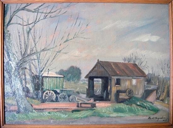 Karl Hagedorn (1889-1969) The Lock House & Caravan, 40 x 54cm